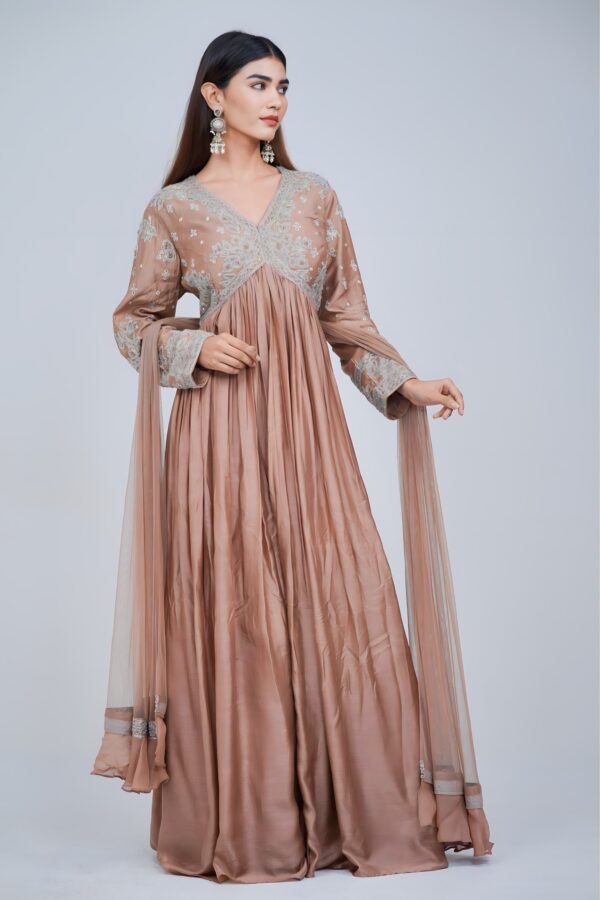Pastel Beige Alia Cut Anarkali Suit