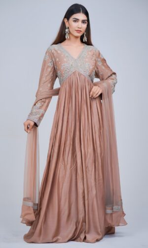 Pastel Beige Alia Cut Anarkali Suit