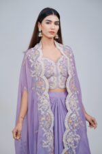 Elegant Indo Western Skirt Set With Cape