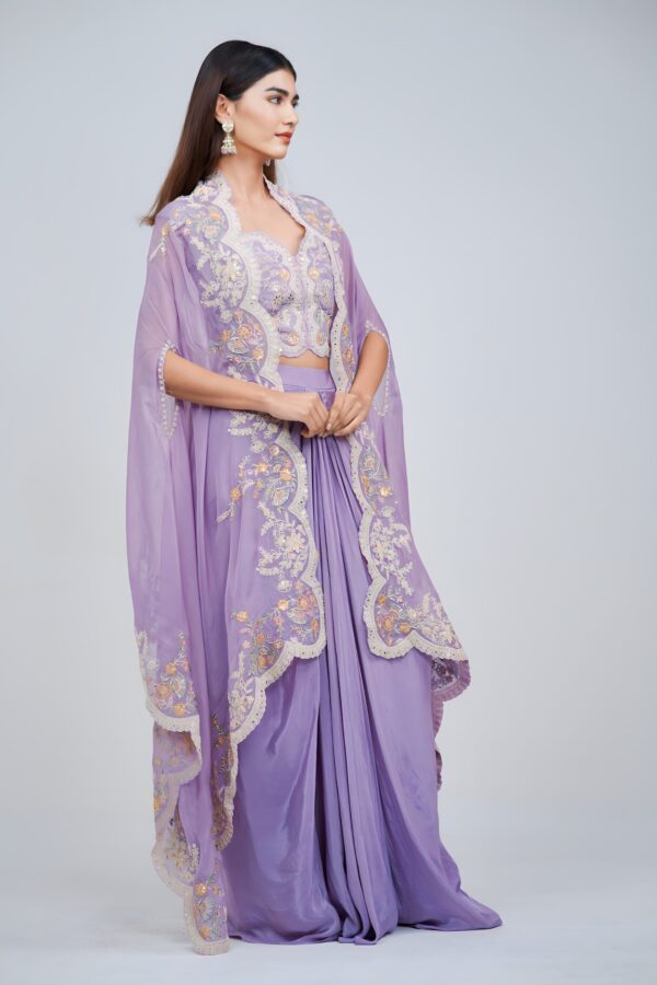 Elegant Indo Western Skirt Set With Cape
