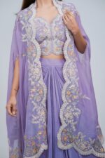 Elegant Indo Western Skirt Set With Cape