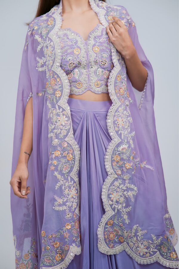 Elegant Indo Western Skirt Set With Cape