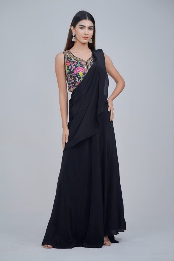 Midnight Luxe Embellished Drape Saree