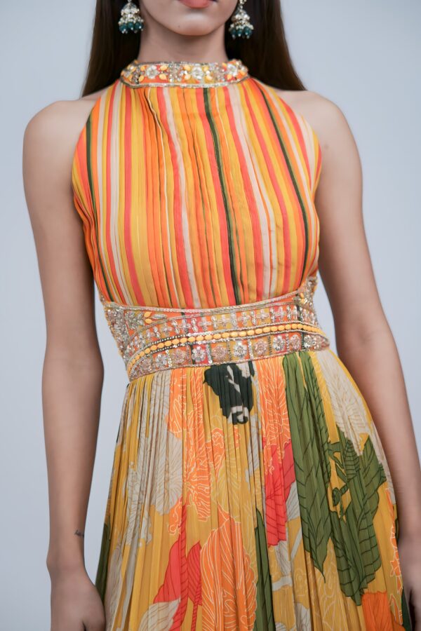 Multi Charm Halter Design Anarkali Dress