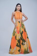 Multi Charm Halter Design Anarkali Dress
