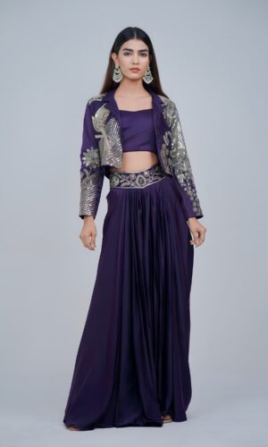 Elegant Pleated Skirt Set with Shrug