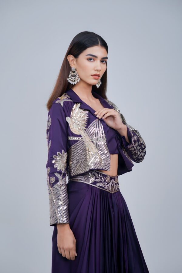 Elegant Pleated Skirt Set with Shrug