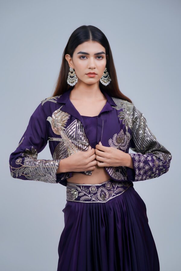 Elegant Pleated Skirt Set with Shrug