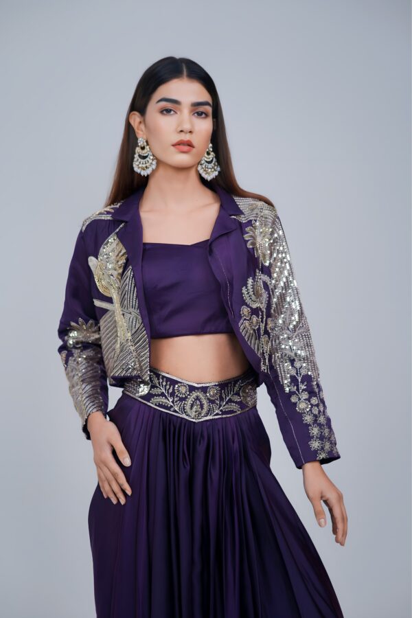 Elegant Pleated Skirt Set with Shrug