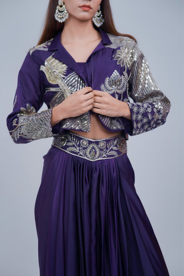Elegant Pleated Skirt Set with Shrug