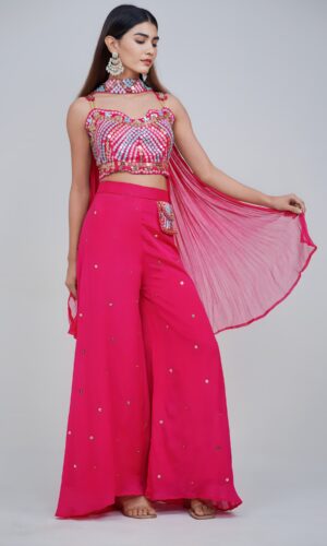 Girly Bright Indo western With Attached Pouch