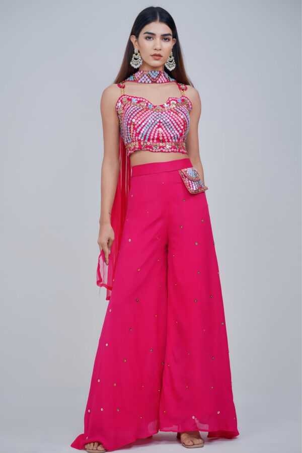 Girly Bright Indo western With Attached Pouch