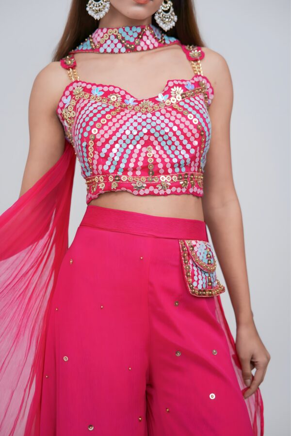Girly Bright Indo western With Attached Pouch
