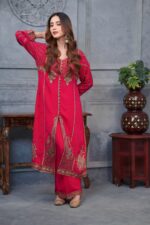 Pakistani Ethnic Achkan In Digital Pink Perfection