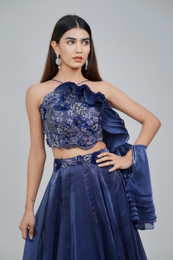 Girly Charm Flary Lehenga with Halter Neck Blouse