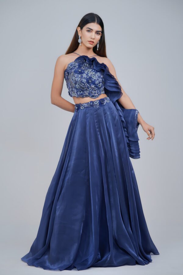 Girly Charm Flary Lehenga with Halter Neck Blouse