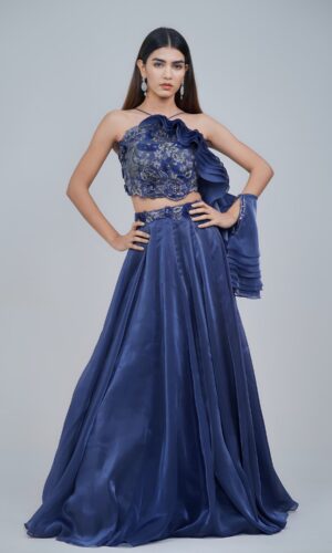 Girly Charm Flary Lehenga with Halter Neck Blouse