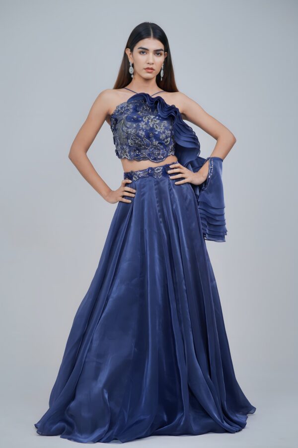Girly Charm Flary Lehenga with Halter Neck Blouse