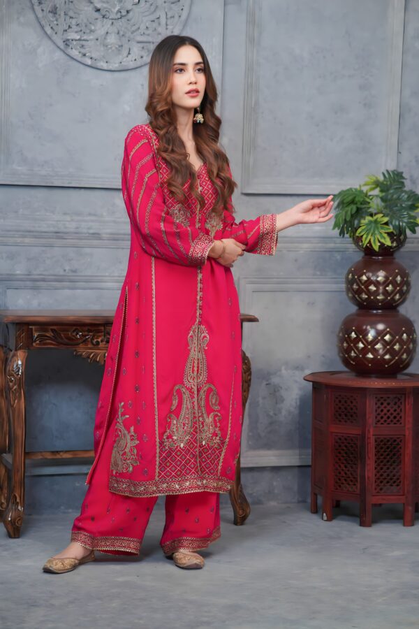 Pakistani Ethnic Achkan In Digital Pink Perfection