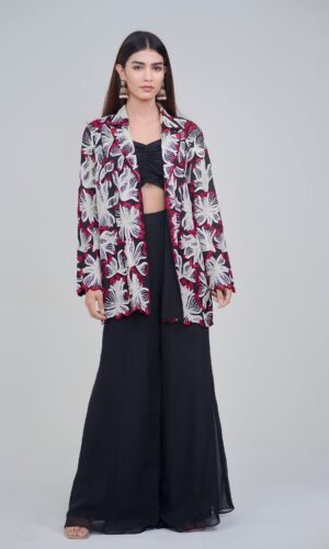 Luxury Sheer Indo Western Blazer Set