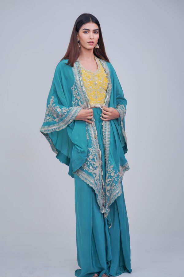 Vibrant Charm Indo Western Cape Set