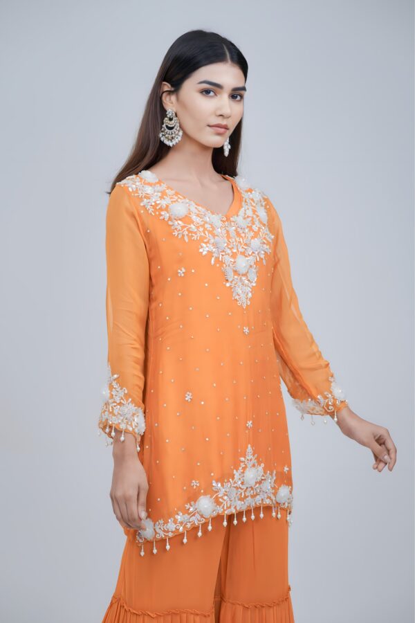 Suttle Orange Hand stitched Ethnic Wear
