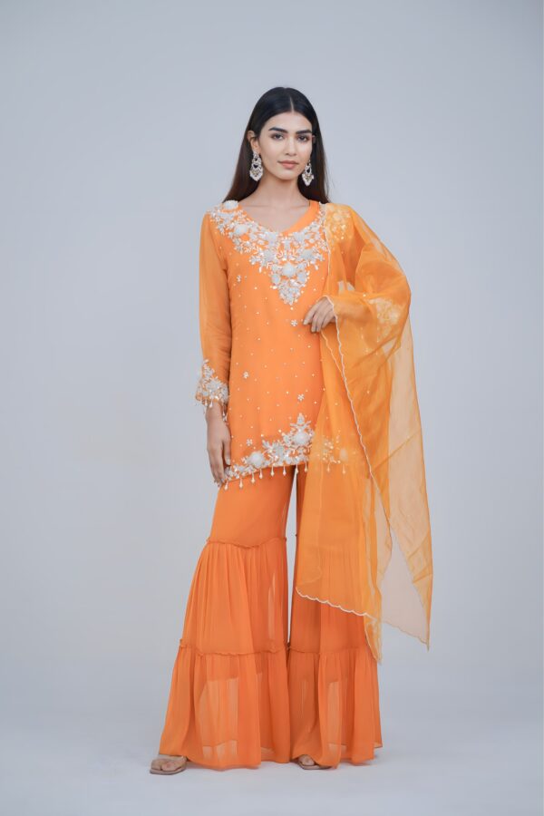 Suttle Orange Hand stitched Ethnic Wear
