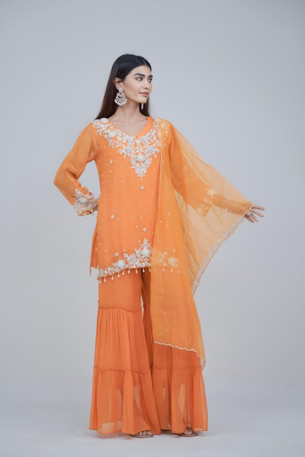 Suttle Orange Hand stitched Ethnic Wear