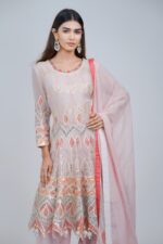 Baby Pink Anarkali Suit With Multi Highlights