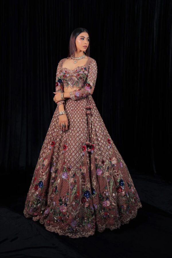 Chocolaty brown Australian sequins lehnga choli
