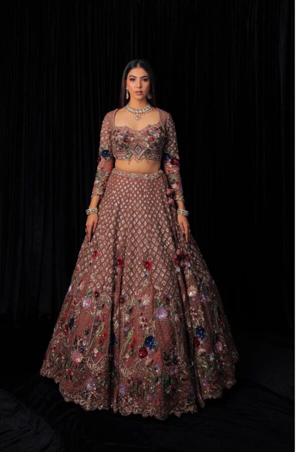 Chocolaty brown Australian sequins lehnga choli