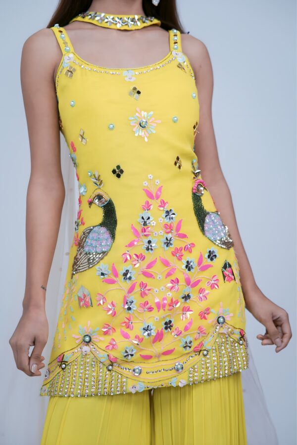 Vibrant Yellow Strapy Garara Suit