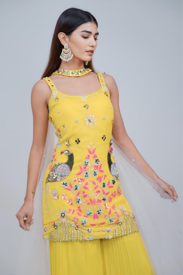 Vibrant Yellow Strapy Garara Suit