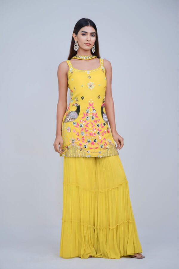 Vibrant Yellow Strapy Garara Suit