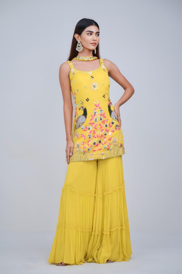 Vibrant Yellow Strapy Garara Suit