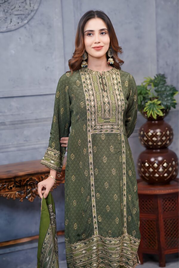 Mehendi Charm Pure Crepe Elegance With Pakistani Salwaar