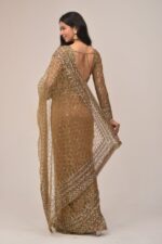 Luxe Gold Sequin Embroidered Net Saree Set