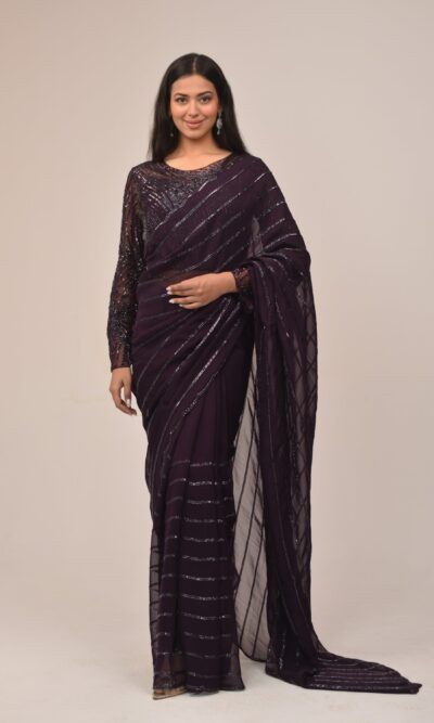 Subtle Purple Organza Intricate Sarees