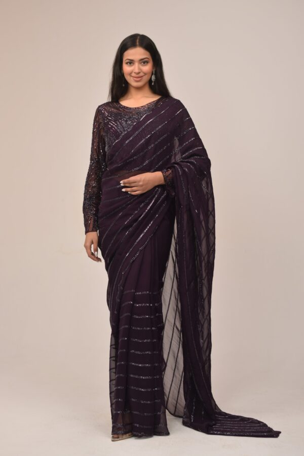 Subtle Purple Organza Intricate Sarees