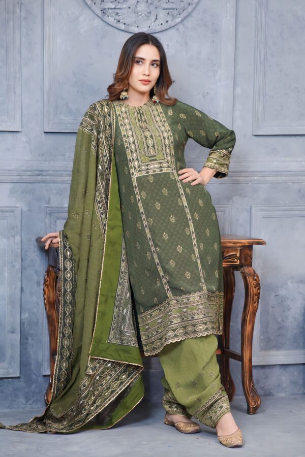 Mehendi Charm Pure Crepe Elegance With Pakistani Salwaar