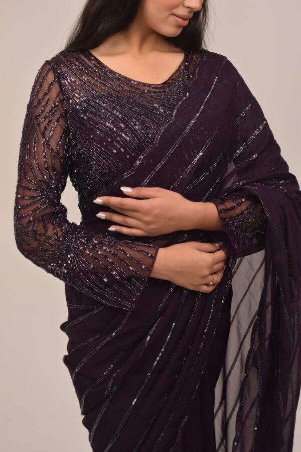 Subtle Purple Organza Intricate Sarees