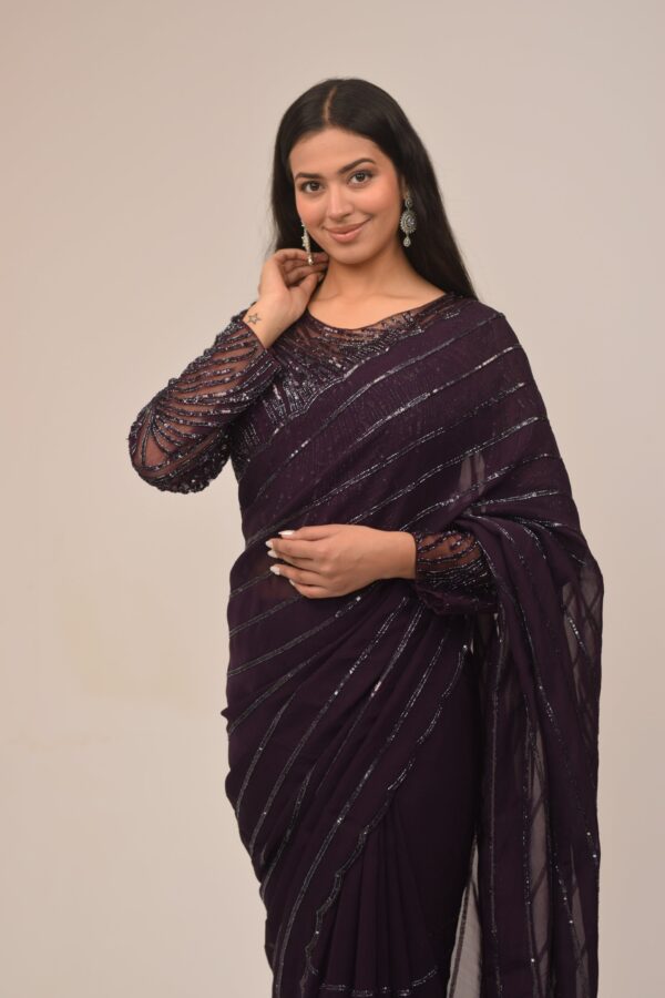 Subtle Purple Organza Intricate Sarees