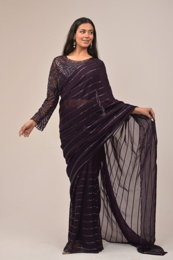 Subtle Purple Organza Intricate Sarees