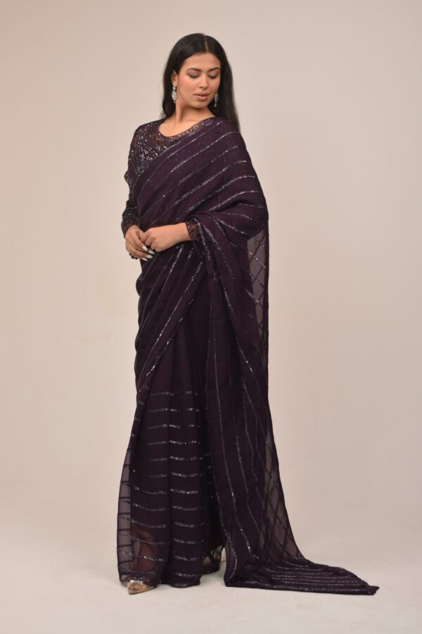 Subtle Purple Organza Intricate Sarees