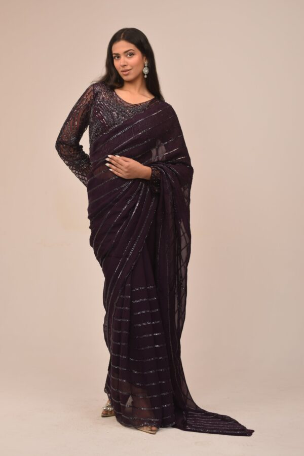 Subtle Purple Organza Intricate Sarees
