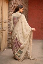 Elegant Cream Beige Pakistani Suit with Sleek Digital Prints Golden Highlights & Odhani  Dupatta