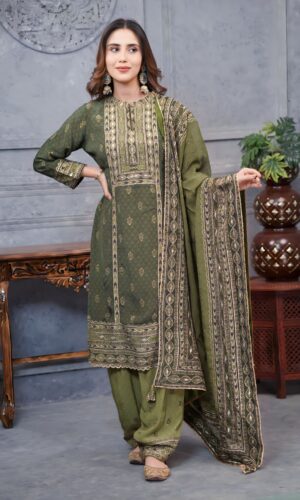 Mehendi Charm Pure Crepe Elegance With Pakistani Salwaar