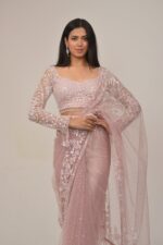 Pastel Pink Embellished Saree-Bead Highlights