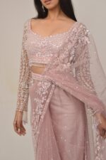 Pastel Pink Embellished Saree-Bead Highlights