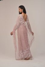 Pastel Pink Embellished Saree-Bead Highlights